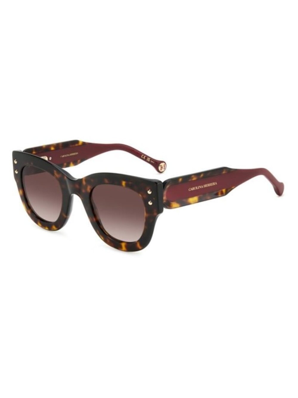 New Carolina Herrera Women's Sunglasses Havana Square Brown Lens Acetate Frame